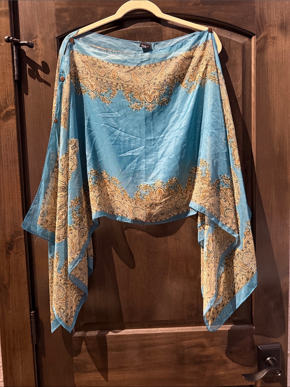 Light Blue Paisley Shawl Wrap
